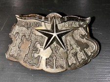 Lone Star - state of TEXAS Vintage 1980 Great American Buckle Co Belt Buckle