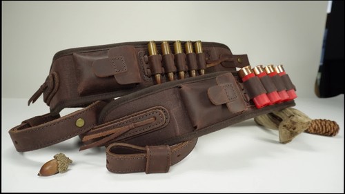 Rifle Carry Sling Strap with Rest Hole Canvas Leather for 30/30 .308 .22MAG 12GA - Video 1 van 1
