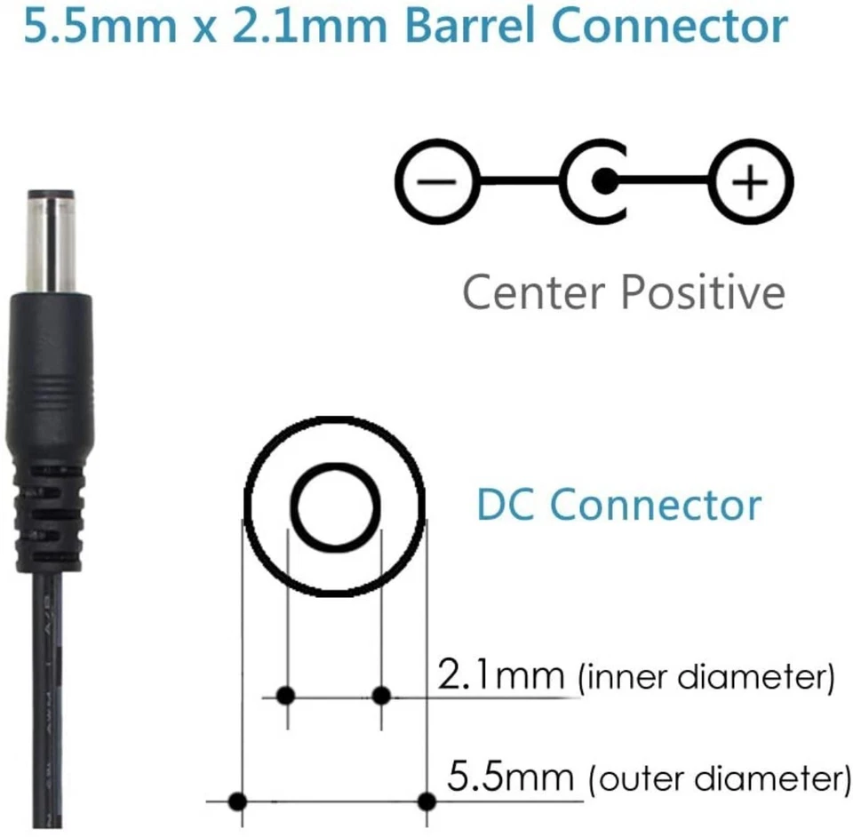 DC 12V 1A 1000mA Power Supply Adapter Wall Charger with 5.5 x 2.1 mm DC Plug - Image 2 of 4