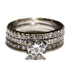 GIA Platinum 2.05ct round diamond engagement ring 2 wedding bands set 10.8g 4 — photo 2