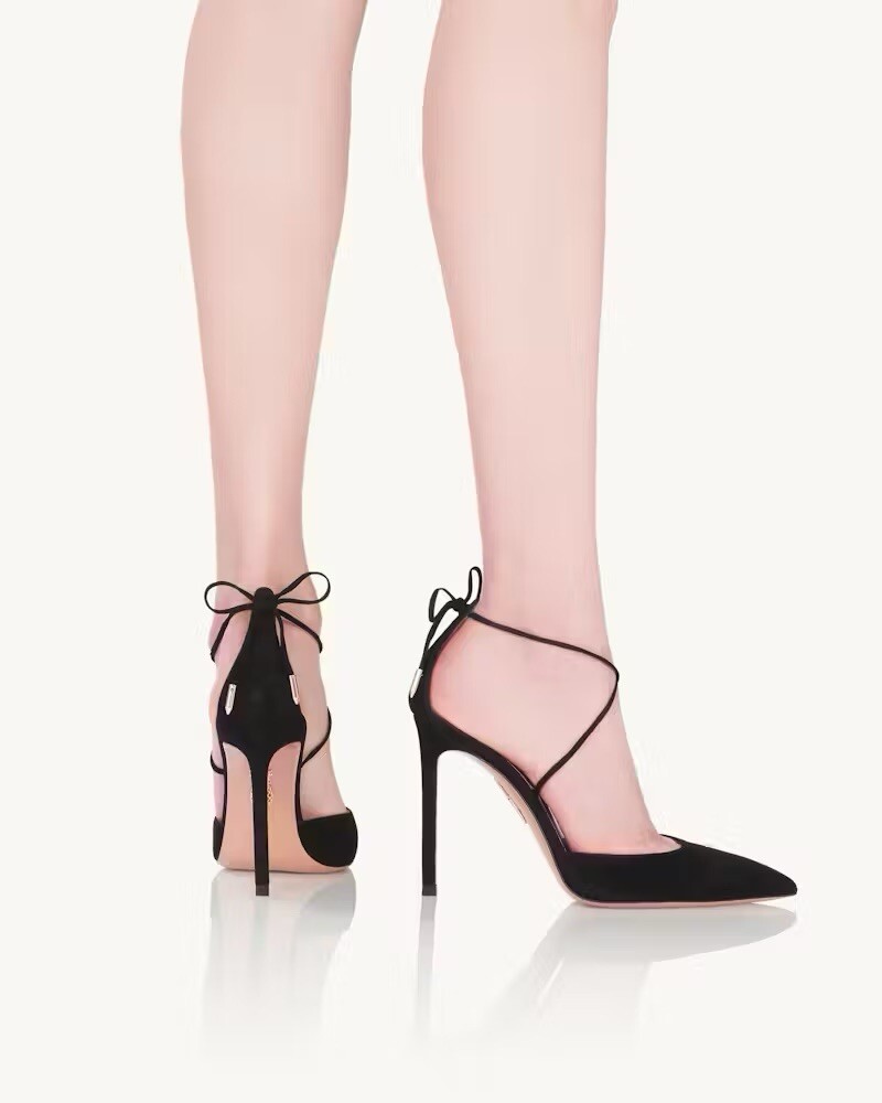 Aquazzura Black Suede 'Matilde' 105 Heels in Size 35 As Worn by