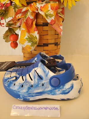 Rugged Shark ~Blue & White Marbled Lightweight Eva Clogs ~ Size 7