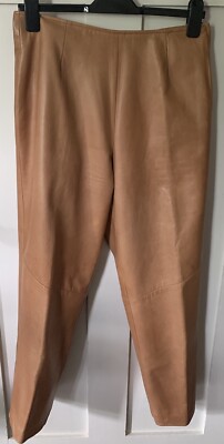 Danier Women s 10-12 Brown Genuine Leather Pants Straight Leg Canada Lined Vtg.