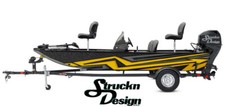 Boat Wrap Black Yellow Gray Vinyl Graphic Decal Kit Fishing Abstract Arrow Lines