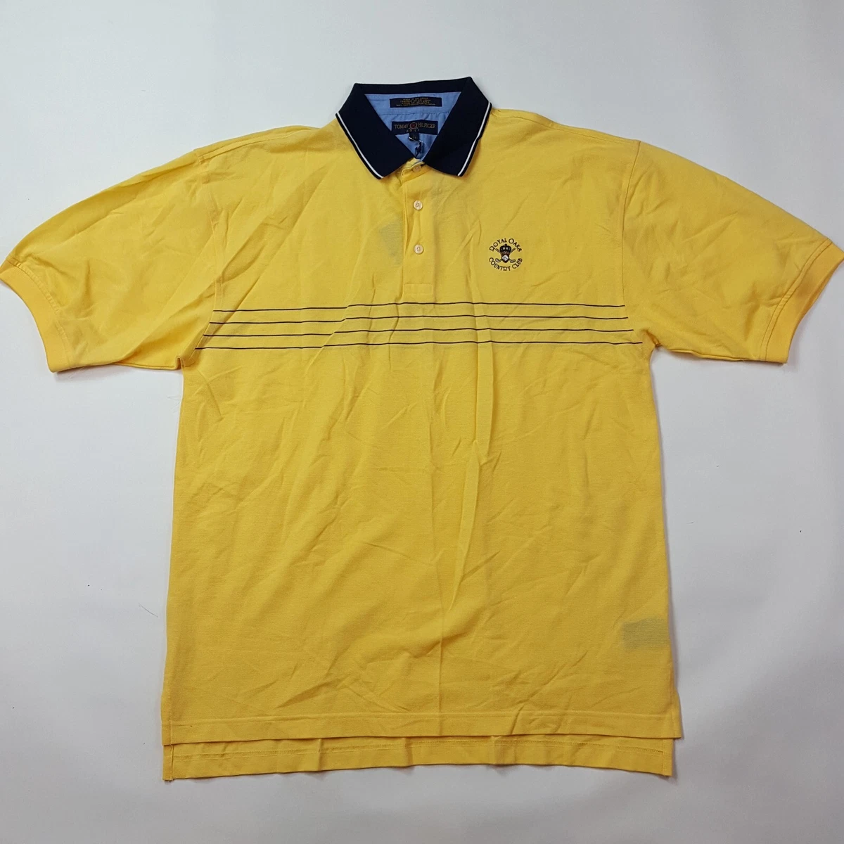 VTG Tommy Hilfiger Golf Mens Large Royal Oaks Country Club PGA Yellow Polo Shirt