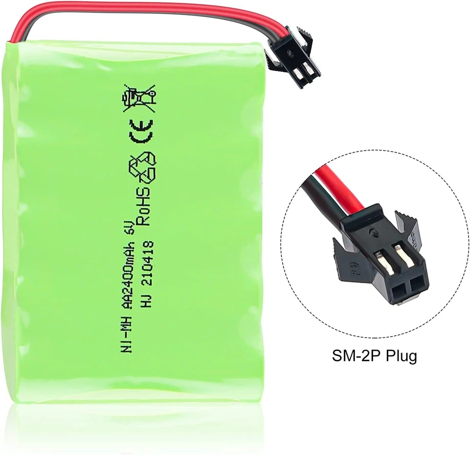 6V 2400mAh Ni-MH AA Battery SM-2P Plug and USB Charging Cable for RC Trucks and Vehicles - Image 4 of 4