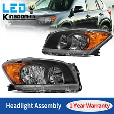 Headlights For 2009-2012 Toyota RAV4 Black Housing Amber Corner Headlamps Pair