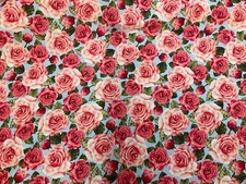 QT - ROSE GARDEN 1649-27590-B PACKED ROSES-BLUE- BY THE YARD