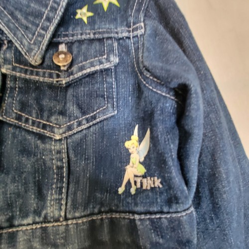 Vintage Y2K Disney Tinker bell Rhinestone Crop Jean Jacket Girls Size 6/6X - Picture 2 of 8