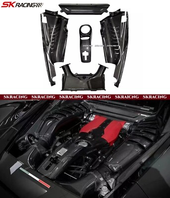 Dry Carbon Fiber Engine Compartment Covers Set Protector Fits Ferrari ...