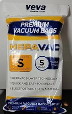 5 Pack Veva Hepavac Premium Vacuum Bags Designed For S Style Vacuums