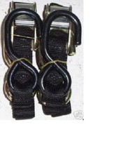 Tie Downs Black 1 inch wide Nylon 5'8" long 2400Lbs.test nylon/S hooks Pair new