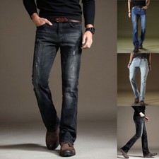 Pantaloni In Denim Stretch Slim Fit Bootcut Jeans Strappati Distressed