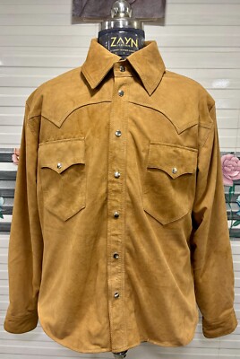 Zayn Men 100% Real Suede Beige Full Sleeve Snap Button Shirt Soft Leather Jacket