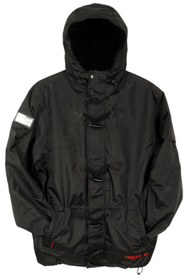 Herren Jacke Location Rada wasserdicht Regen Kapuze Mantel umschaltbar schwarz Duffle-Stil