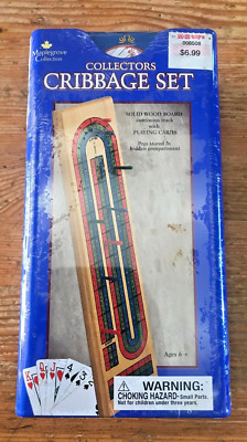 Wooden Cribbage Board New Sealed Vintage Game Set Maplegrove Collection 36312