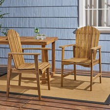 Easter Outdoor Weather Resistant Acacia Wood Adirondack Dining Chairs (Set of 2)