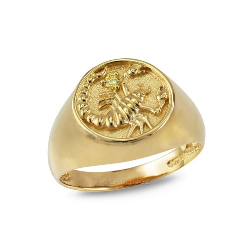 Yellow Gold Genuine Birthstone Zodiac Ring - Picture 23 of 24