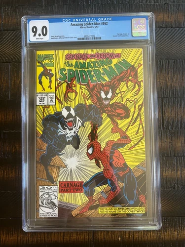The Amazing Spider-Man #362 CGC 9.0 NM White pages - Venom & Carnage appearance!