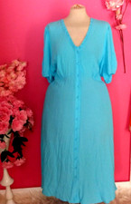 WOMEN PLUS SIZE TURQUOISE V NECK SHORT SLEEVE MIDI DRESS ( SIZE UK24 )