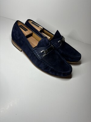 VINCE CAMUTO Blue Suede loafers Mens Horsebit Made In Portugal