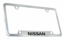 Nissan Wordmark Chrome Plated Metal License Plate Frame Holder 4 Hole