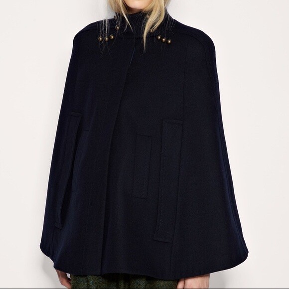 6 ASOS Funnel Neck Military Wool Cape Coat *BUY FIVE ITEMS GET FREE POST