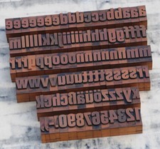 a-z + 0-9 alphabet 1.06" letterpress printing blocks type printer old vintage ~