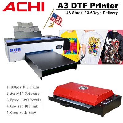 ACHI A3 Size DTF Printer Direct to Film Epson R1390 Head For Texible Flated US