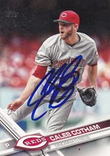 CALEB COTHAM CINCINNATI REDS SIGNED 2017 TOPPS CARD NEW YORK YANKEES PHILLIES