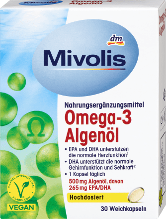 4x Mivolis Omega-3 Algae Oil Supplement 30 Soft Capsules; Ships