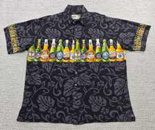 Vintage Koko Island Hawaiian Button Up Shirt Mens XL Beer Short Sleeve USA Made