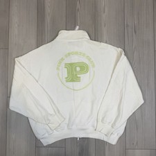 NWT Victoria's Secret PINK Large Ivy Fleece Full-Zip Sweatshirt in optic white