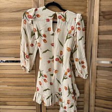 Reformation Quest Floral Mini Dress in ivory Size 0