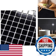smafusion 11.5sqft Black Glass Mosaic Tiles 10pcs