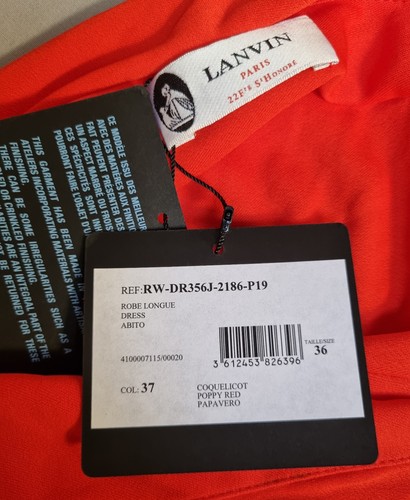 Lanvin Paris Dress Size XS EUR 36 Red Stretch Ruched Asymmetric Bodycon - Picture 13 of 15