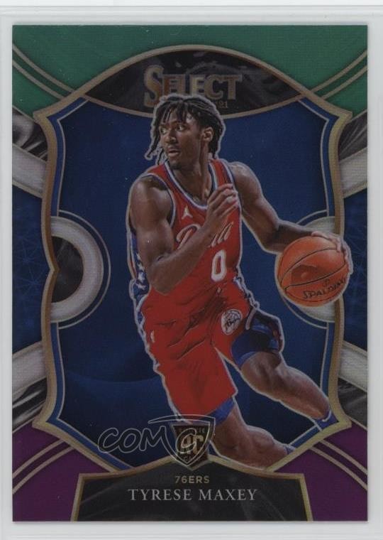 2020-21 Panini Select Concourse Green White Purple Prizm Tyrese Maxey #81 1w9