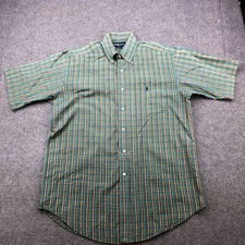 Vintage Ralph Lauren Shirt Mens Medium Plaid Blaire Button Down Short Sleeve