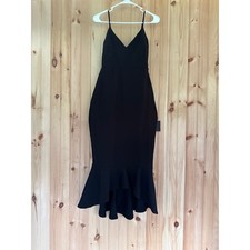 NWT Lulus Stun Like Me Black Bodycon Trumpet Hem Midi Dress Mermaid Gala Size S