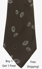 Halston III Men's Polyester Tie Made In USA Brown 3.75" x 58" Vintage