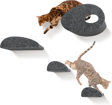 Sustainable Wall-Mounted Cat Shelves Set of 4 - Modern Design, Charcoal