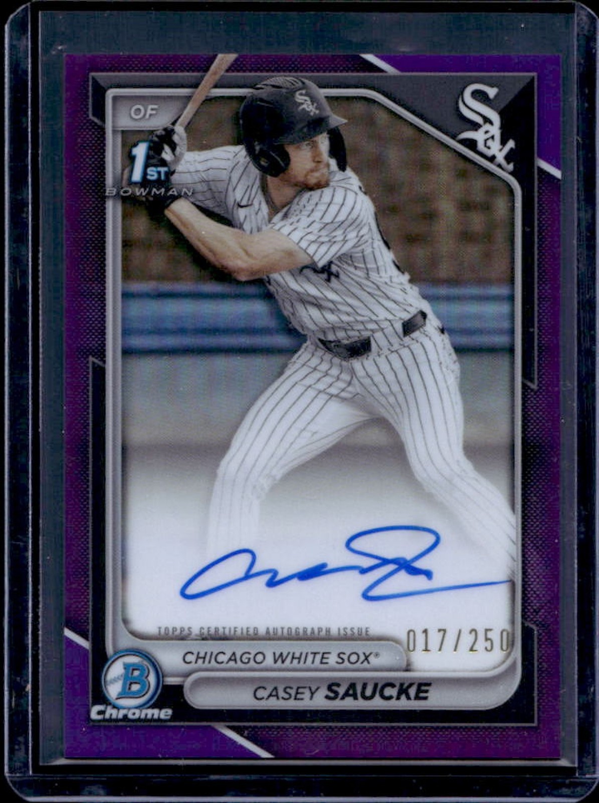 2024 Bowman Draft Casey Saucke Chrome Auto Purple Refractor 1st #/250 White Sox