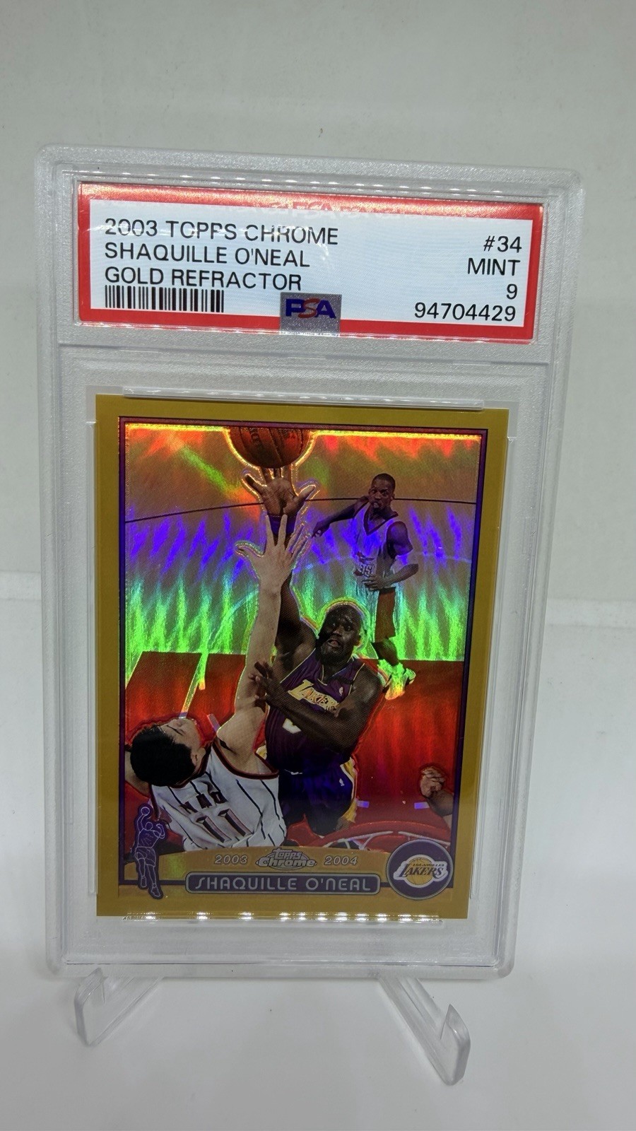 2003-04 Topps Chrome Shaquille O'Neal Refractor Gold #/99 Lakers PSA 9