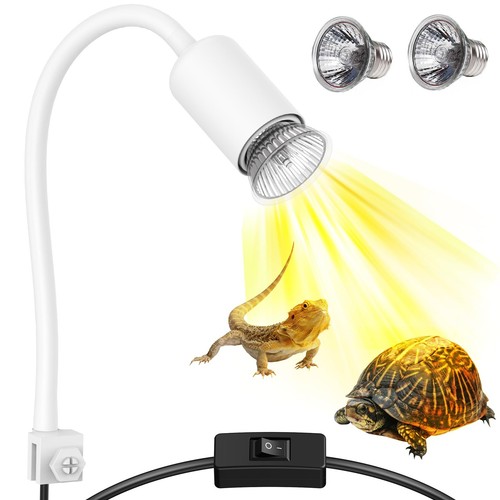 Reptile Heat Lamp, 360° Rotatable UVA/UVB Light Lamp with 2 Pack Basking Bulb...