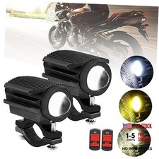 Windance 2PCS Motorcycle LED Headlight,32W 4 Modes Hi/Lo Beam Yellow Black2pcs