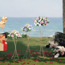 3 pcs Gold Wedding Table Hourglass-shaped Flower Stand For Anniversary Ceremony