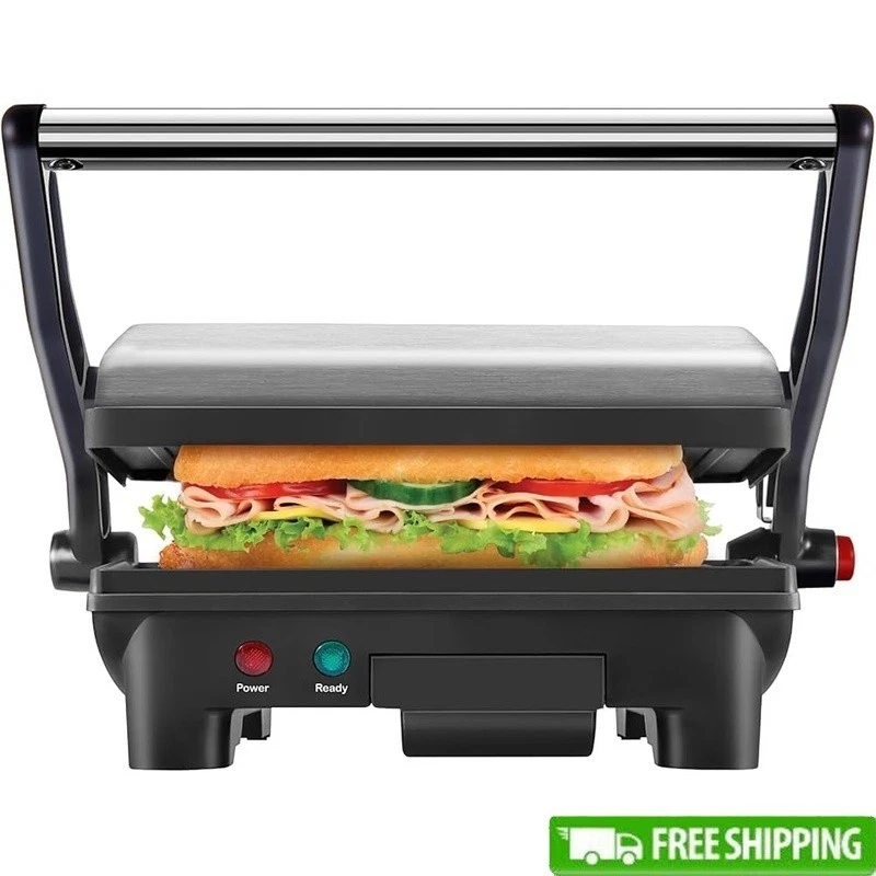 Electric Panini Press Grill Sandwich Maker Non-Stick Plates Compact Design New