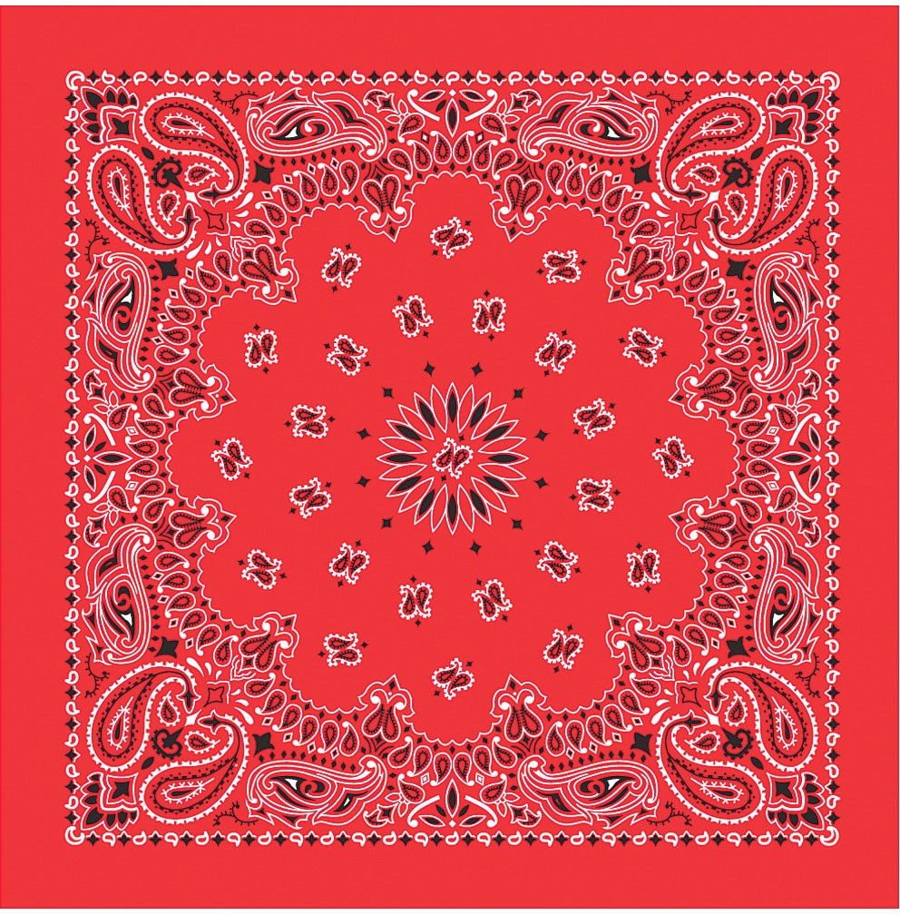 Банданы с узором пейсли производства США Carolina Manuf - Красные, 22x22, В упаковке 3 штуки, Прочные