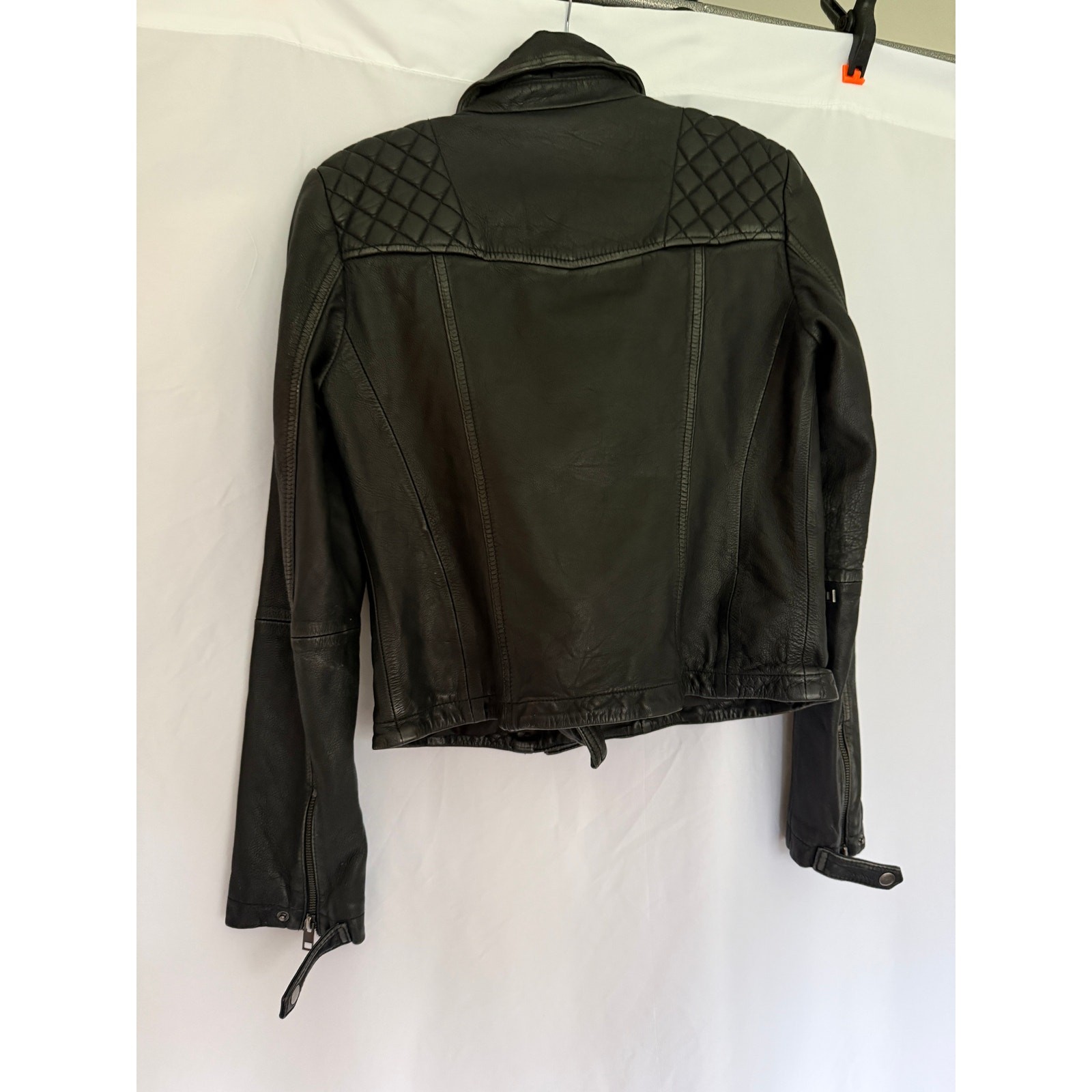 NWOT Allsaints Cargo Distressed Leather Biker Women Jacket US 8 image 9