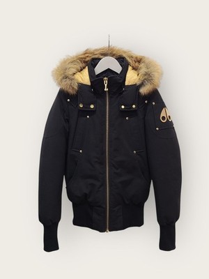 Moose Knuckles schwarz gold Fuchspelz ballistisch Bomber Polster Pullover 42527941 [U]